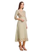 SWAGG INDIA Wear Poly Crepe Foil A- Line Light Olive Color kurta kurti