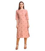 SWAGG INDIA Wear Crepe Foil Straight Cut Light Peach Kurta Kurti