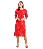 SWAGG INDIA Wear Crepe Foil Straight Cut Red Kurta Kurti
