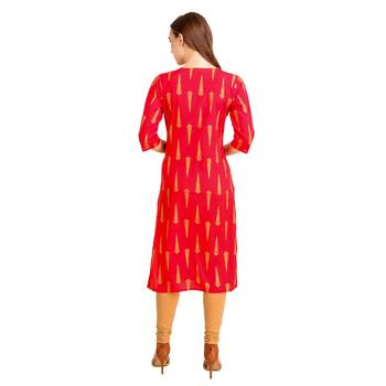 SWAGG INDIA Wear Crepe Foil Straight Cut Red Kurta Kurti 2