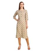 SWAGG INDIA Wear Crepe Foil Straight Cut Light Olive Kurta Kurti