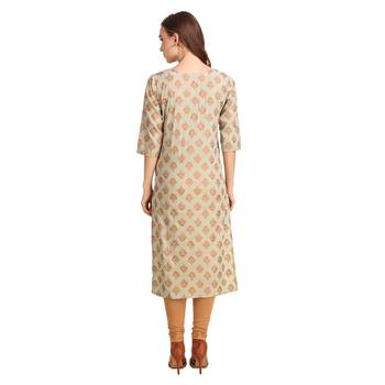 SWAGG INDIA Wear Crepe Foil Straight Cut Light Olive Kurta Kurti 2