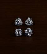 Rhodium Plated Two Pairs of American Diamons Studs 216ED420