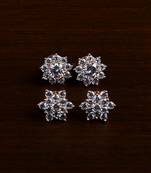 Rose Gold Plated Two Pairs of American Diamond Studs 216ED421