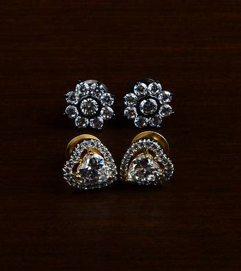 Gold and Black Gold Plated Two Pairs of American Diamond Studs 216ED422 1