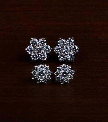 Rhodium and Rose Plated Two Pairs of American Diamons Studs 216ED423 1