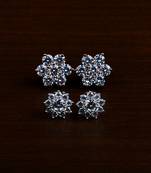 Rhodium and Rose Plated Two Pairs of American Diamons Studs 216ED423