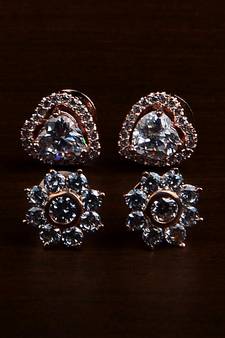 Rose Gold Plated Two Pairs of American Diamond Studs 216ED425