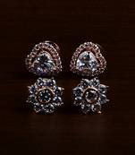 Rose Gold Plated Two Pairs of American Diamond Studs 216ED425