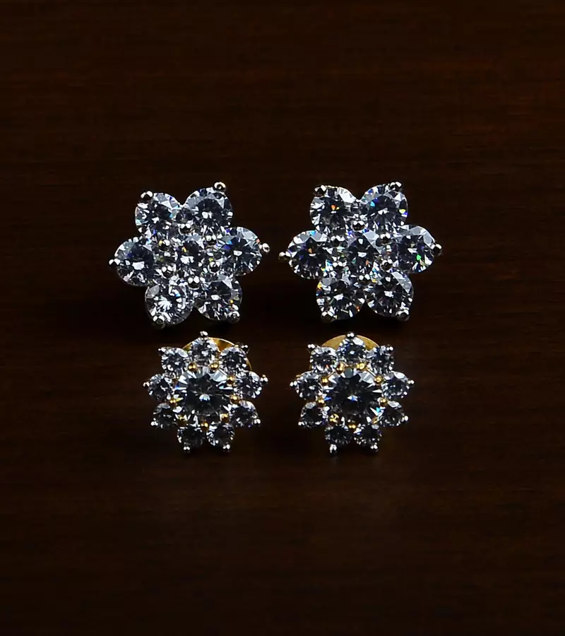 Gold Plated Two Pairs of American Diamond Studs 216ED427