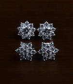 Rhodium Plated Two Pairs of American Diamond Studs 216ED428