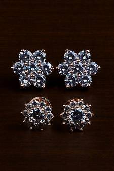 Rose Gold Plated Two Pairs of American Diamond Studs 216ED429