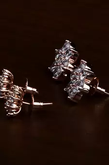 Rose Gold Plated Two Pairs of American Diamond Studs 216ED429