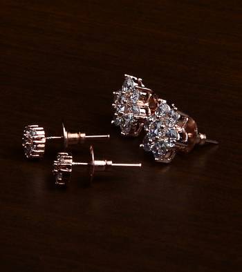 Rose Gold Plated Two Pairs of American Diamond Studs 216ED430 2