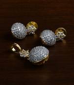 Gold Plated Designer American Diamond Pendant Set 216ED436