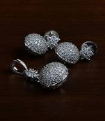 Rhodium Plated Designer American Diamond Pendant Set 216ED437