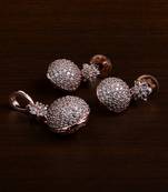 Rose Gold Plated Designer American Diamond Pendant Set 216ED438