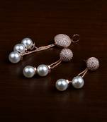 Rose Gold Plated Designer American Diamond Pendant Set 216ED439