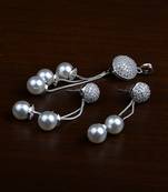 Rhodium Plated Designer American Diamond Pendant Set 216ED440