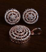 Rose Gold Plated Designer American Diamond Pendant Set 216ED442