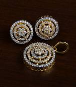 Gold Plated Designer American Diamond Pendant Set 216ED444