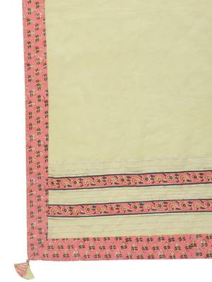F Women's Cotton Cambric Floral Printed Straight Kurta Pant Dupatta Set (Peach) 7