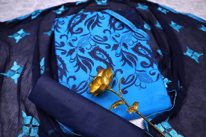 Blue embroidered cotton salwar