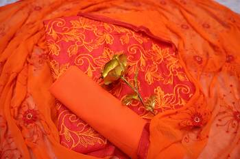 Red embroidered cotton salwar 1