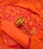 Red embroidered cotton salwar