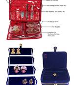 atorakushon   Satin Combo Makeup Pouch Necklace Jewellery Wardrobe Organizer Vanity Travel Kit Bag For Women's (maroon)