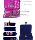 atorakushon   Satin Combo Makeup Pouch Necklace Jewellery Wardrobe Organizer Vanity Travel Kit Bag For Women's (Purple)