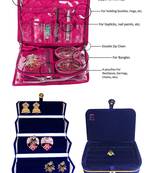 atorakushon   Satin Combo Makeup Pouch Necklace Jewellery Wardrobe Organizer Vanity Travel Kit Bag For Women's (pink)