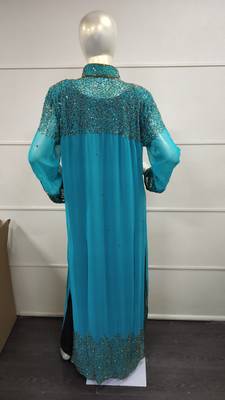 Moroccan Dubai Kaftan Abaya Dress Fancy Long Gown Beach Wear Jacket 0746 3