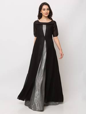 Sheczzar Black Color Georgette Floor Length  Party wear Gown. 1