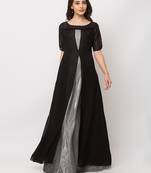 Sheczzar Black Color Georgette Floor Length  Party wear Gown.