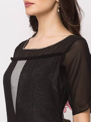 Sheczzar Black Color Georgette Floor Length  Party wear Gown. 4