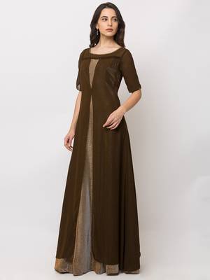 Sheczzar Brown Color Georgette Floor Length  Party wear Gown. 2