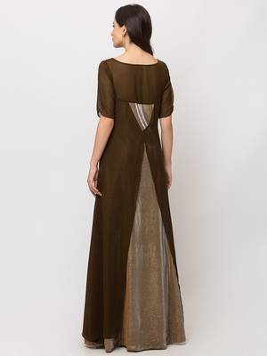 Sheczzar Brown Color Georgette Floor Length  Party wear Gown. 3