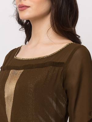 Sheczzar Brown Color Georgette Floor Length  Party wear Gown. 4