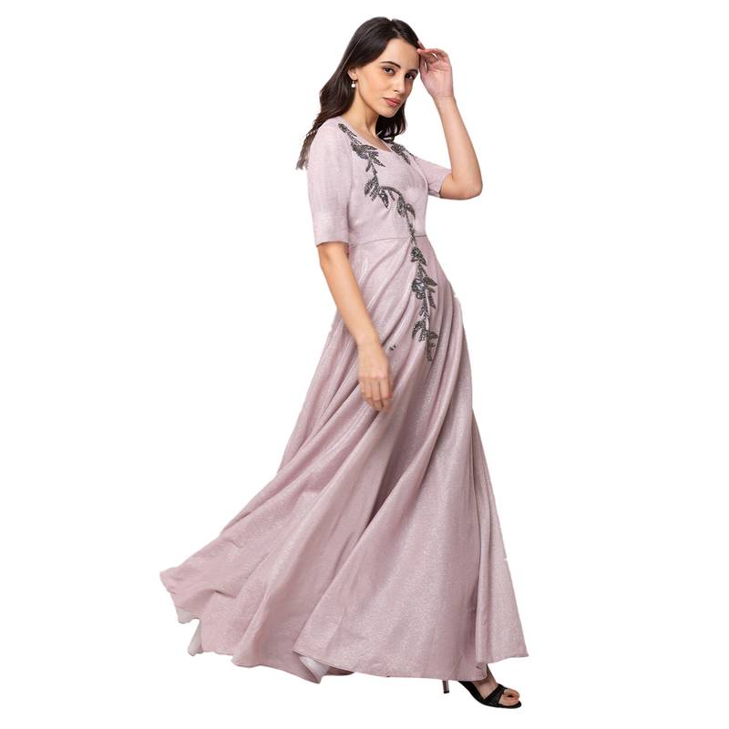 Sheczzar Pink Color Simmer Floor Length  Party wear Gown.