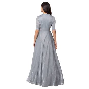 Sheczzar Grey Color Simmer Floor Length  Party wear Gown. 3