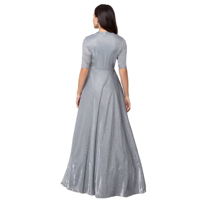 Sheczzar Grey Color Simmer Floor Length  Party wear Gown.