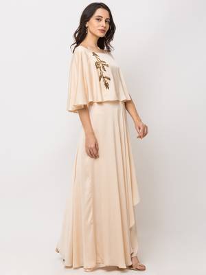 Sheczzar Beige Color Cotton Floor Length  Party wear Gown. 2