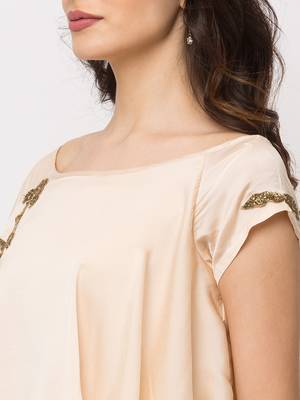 Sheczzar Beige Color Cotton Floor Length  Party wear Gown. 4