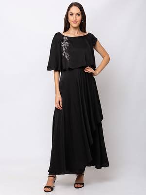 Sheczzar Black Color COTTON  Floor Length  Party wear Gown. 1