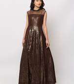 Sheczzar Brown Color Lycra Floor Length  Party wear Gown.