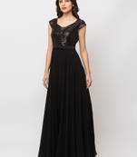 Sheczzar Black Color Georgette Floor Length  Party wear Gown.