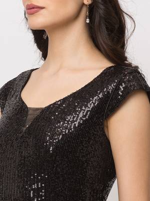 Sheczzar Black Color Georgette Floor Length  Party wear Gown. 4