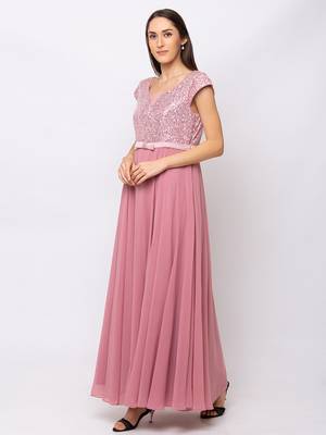 Sheczzar Pink Color Georgette Floor Length  Party wear Gown. 2