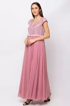 Sheczzar Pink Color Georgette Floor Length  Party wear Gown.
